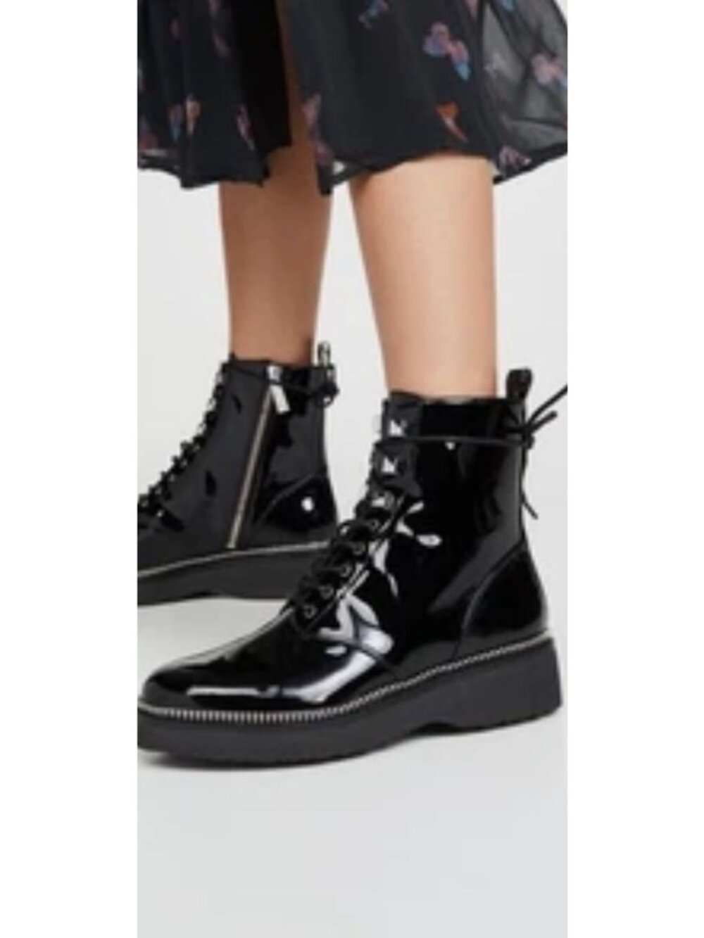 Michael kors haskell combat boot patent leather
